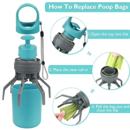 Portable Dog Poop Scooper With Built-in Poop Bag Dispenser